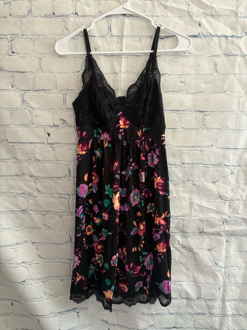 Soma baby doll lingerie black floral size small